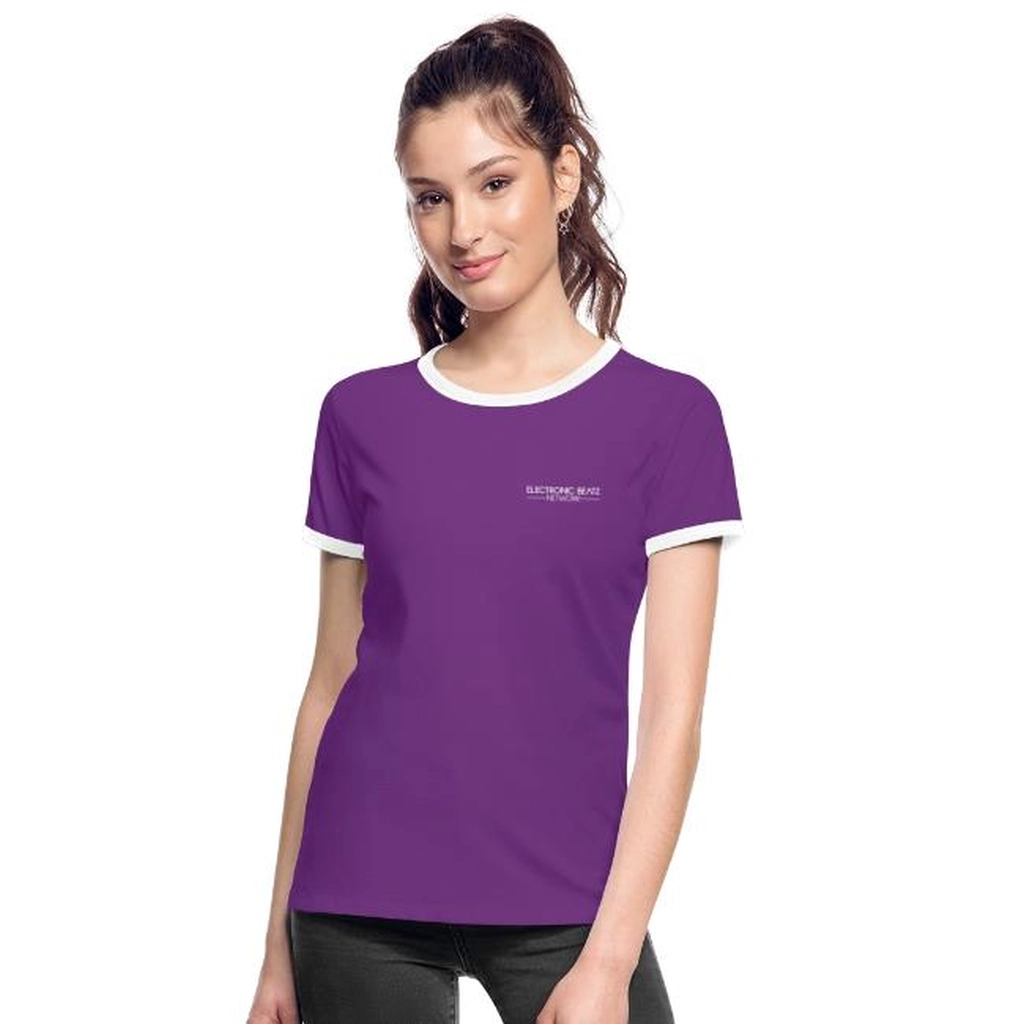 Merchandising: Frauen Kontrast-T-Shirt - Lila/Weiß
