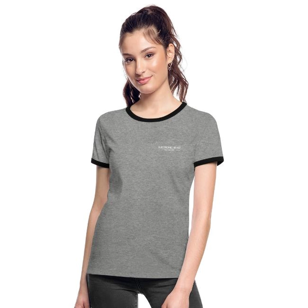Merchandising: Frauen Kontrast-T-Shirt - Grau meliert/Schwarz