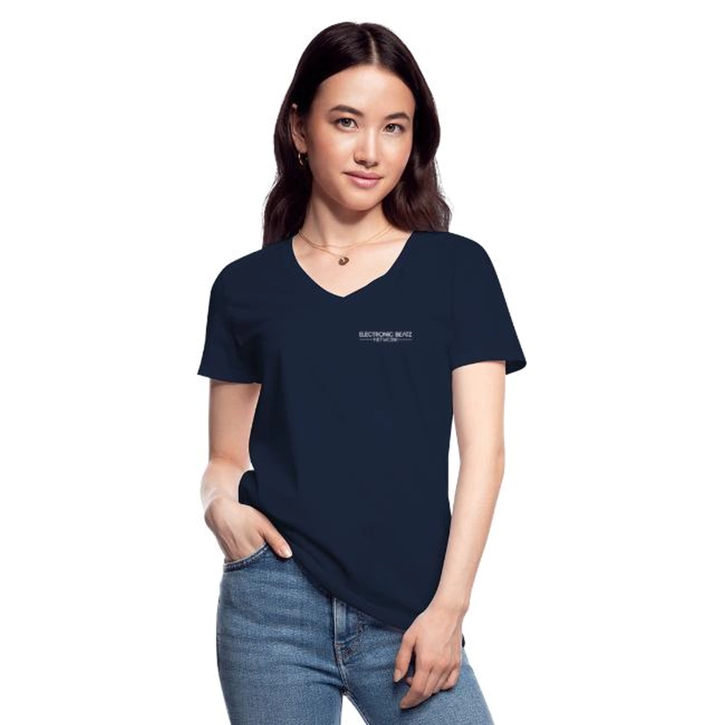 Merchandising: Klassisches Frauen-T-Shirt mit V-Ausschnitt - Navy