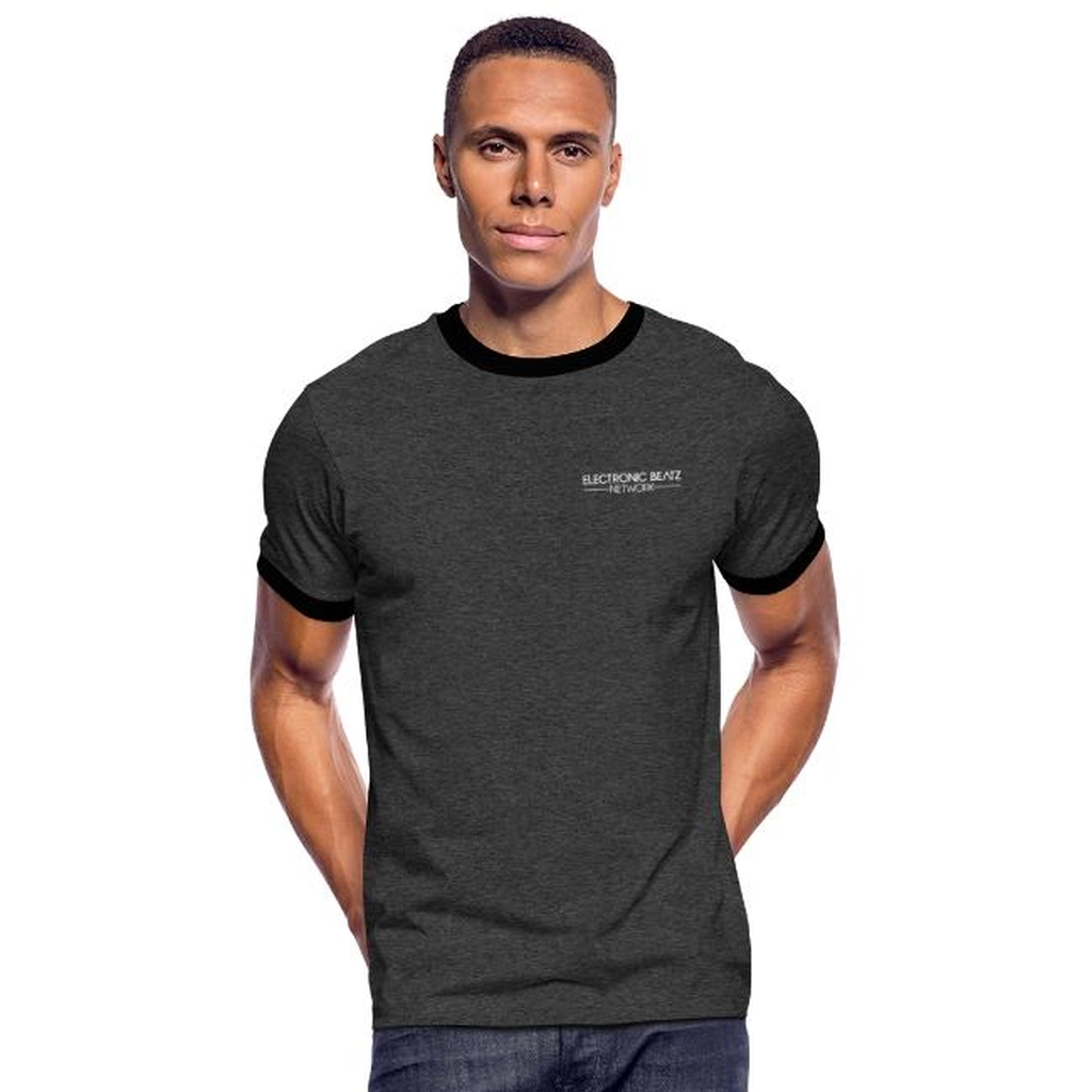 Merchandising: Männer Kontrast-T-Shirt - Anthrazit/Schwarz