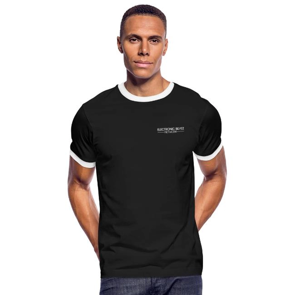 Merchandising: Männer Kontrast-T-Shirt - Schwarz/Weiß