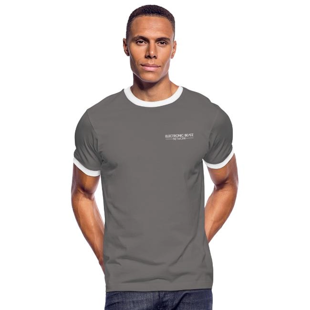 Merchandising: Männer Kontrast-T-Shirt - Dunkelgrau/Weiß